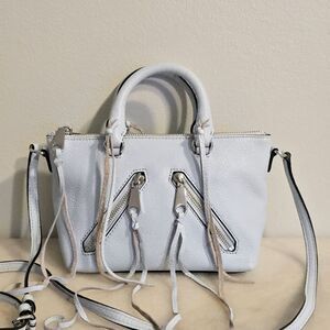 REBECCA MINKOFF Micro Moto Satchel Crossbody Bag in Bleached Blue